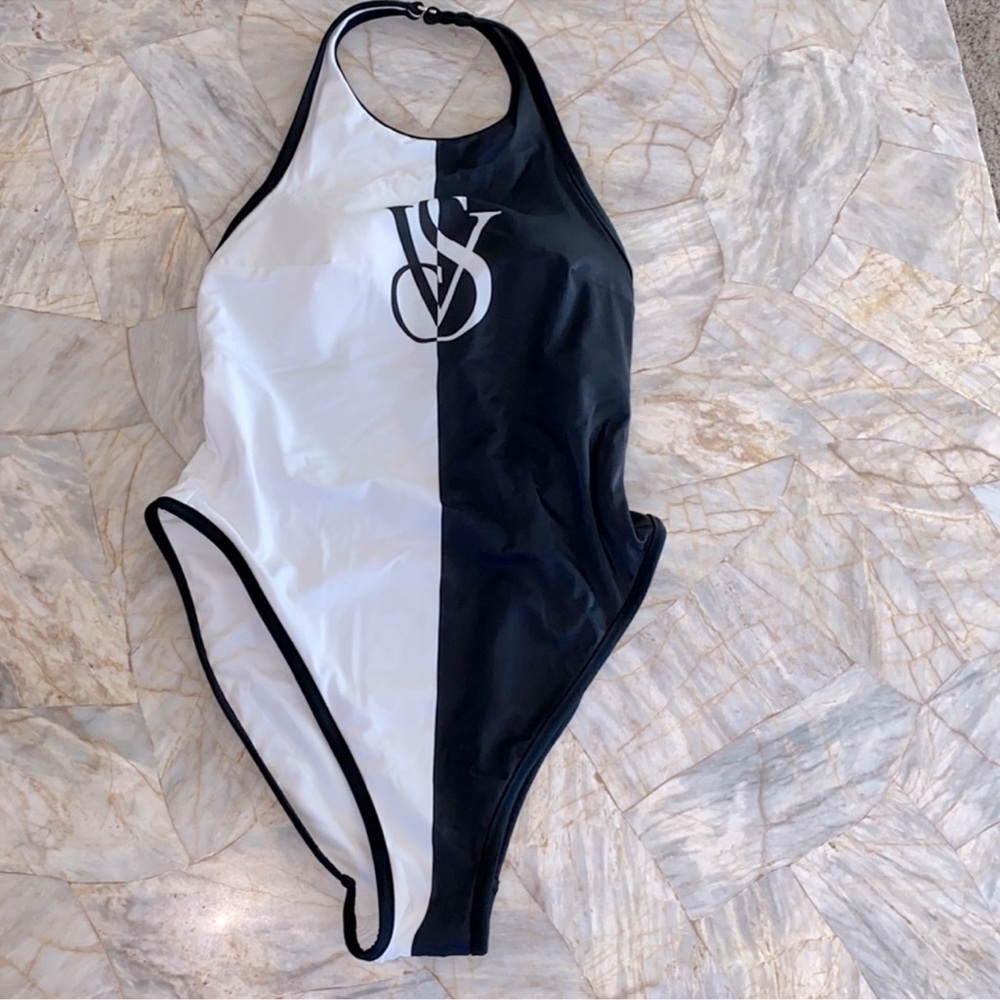 VICTORIA'S SECRET (B3) Black & White Graphic Iconic One-Piece Swim M - Picture 5 of 7